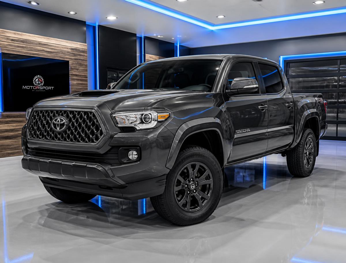 Detailed truck in a showroom with blue lighting